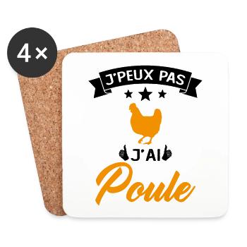 Je Peux Pas J'ai Poule - Dessous de verre (lot de 4) - blanc - Devant