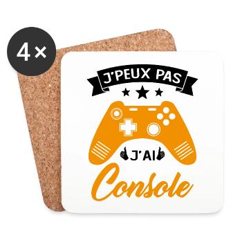 je peux pas j'ai Console Cadeau Geek Jeux Video - Dessous de verre (lot de 4) - blanc - Devant