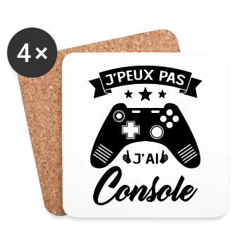 je peux pas j'ai Console Cadeau Geek Jeux Video - Dessous de verre (lot de 4) - blanc - Devant