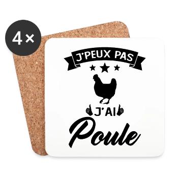 Je Peux Pas J'ai Poule - Dessous de verre (lot de 4) - blanc - Devant
