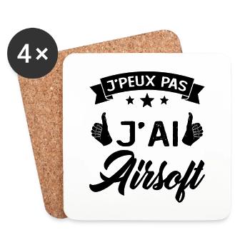 Je Peux Pas J'ai Airsoft Humour Cadeau - Dessous de verre (lot de 4) - blanc - Devant
