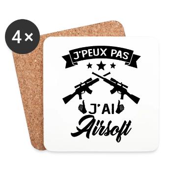 Je Peux Pas J'ai Airsoft Humour Cadeau - Dessous de verre (lot de 4) - blanc - Devant