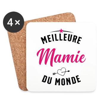 Meilleure Mamie Du Monde Humour Cadeau - Dessous de verre (lot de 4) - blanc - Devant