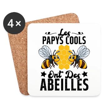 Les Papys Cools Ont Des Abeilles Cadeau Apiculteur - Dessous de verre (lot de 4) - blanc - Devant