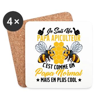 Papa Apiculteur C'est Comme Papa Normal Cadeau - Dessous de verre (lot de 4) - blanc - Devant