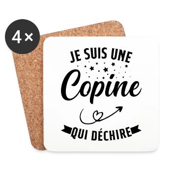 Je Suis Une Copine Qui Déchire Humour Cadeau - Dessous de verre (lot de 4) - blanc - Devant