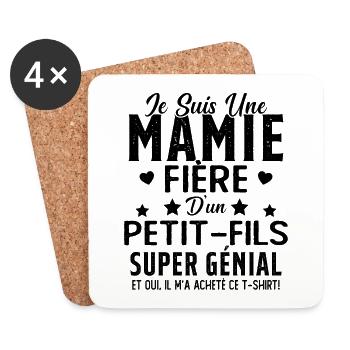 Je Suis Une Mamie Fière D'un Petit Fils Cadeau - Dessous de verre (lot de 4) - blanc - Devant