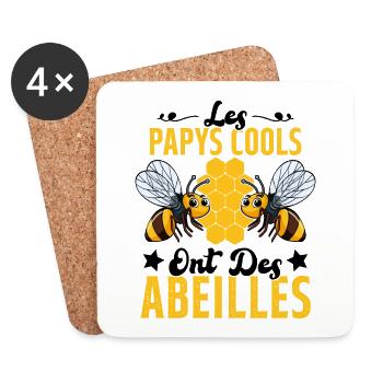 Les Papys Cools Ont Des Abeilles Cadeau Apiculteur - Dessous de verre (lot de 4) - blanc - Devant