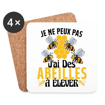 Je Peux Pas J'ai Des Abeilles À Élever - Dessous de verre (lot de 4) - blanc - Devant