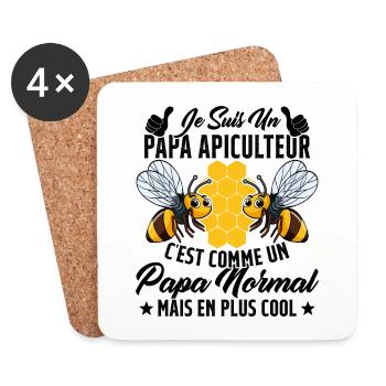 Papa Apiculteur C'est Comme Papa Normal Cadeau - Dessous de verre (lot de 4) - blanc - Devant