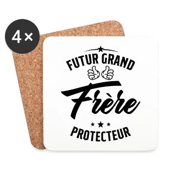 Futur Grand frère Protecteur Cadeau Humour - Dessous de verre (lot de 4) - blanc - Devant