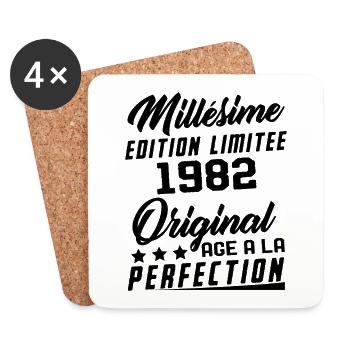 Millésime 1982 Original Cadeau D'anniversaire - Dessous de verre (lot de 4) - blanc - Devant