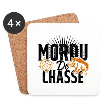 Mordu De Chasse Humour Chasseur Cadeau - Dessous de verre (lot de 4) - blanc - Devant