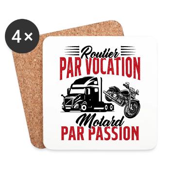 Routier Par Vocation Motard Par Passion Humour - Dessous de verre (lot de 4) - blanc - Devant