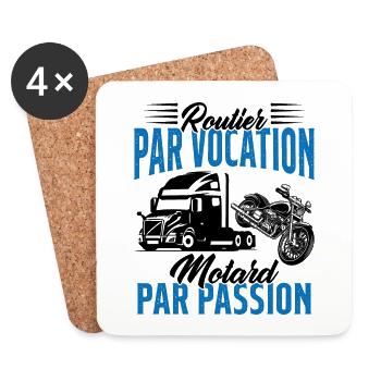 Routier Par Vocation Motard Par Passion Humour - Dessous de verre (lot de 4) - blanc - Devant