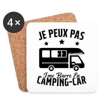 Je peux pas je me Barre en Camping-Car - Dessous de verre (lot de 4) - blanc - Devant