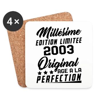 Millésime 2003 Original Cadeau D'anniversaire - Dessous de verre (lot de 4) - blanc - Devant