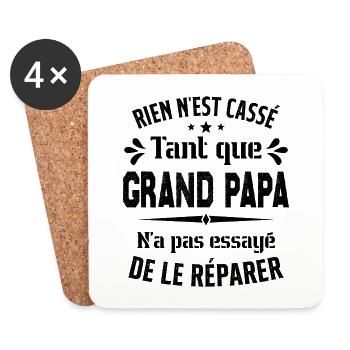 Rien n'est cassé tant que Grand Papa le réparer - Dessous de verre (lot de 4) - blanc - Devant