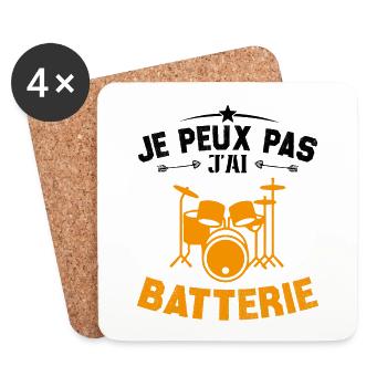 je peux pas j'ai batterie - Dessous de verre (lot de 4) - blanc - Devant