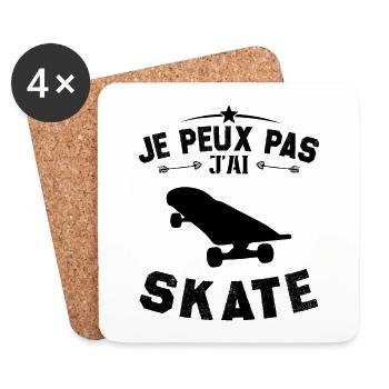 Je Peux Pas J'ai Skate - Dessous de verre (lot de 4) - blanc - Devant
