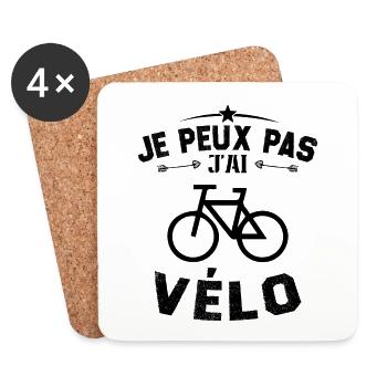 Je Peux Pas J'ai Vélo Cadeau Cycliste - Dessous de verre (lot de 4) - blanc - Devant