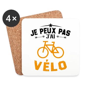 Je Peux Pas J'ai Vélo Cadeau Cycliste - Dessous de verre (lot de 4) - blanc - Devant