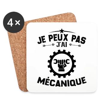 Je Peux Pas J'ai Mécanique Mécanicien Cadeau - Dessous de verre (lot de 4) - blanc - Devant