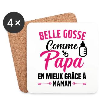 Belle Gosse Comme Papa Cadeau Belle Fille - Dessous de verre (lot de 4) - blanc - Devant
