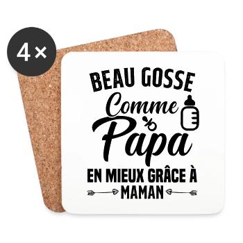 Beau Gosse Comme Papa Cadeau Maman Body Enceinte - Dessous de verre (lot de 4) - blanc - Devant