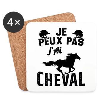 Je Peux Pas J'ai Cheval Cadeau Cavalier Humour - Dessous de verre (lot de 4) - blanc - Devant