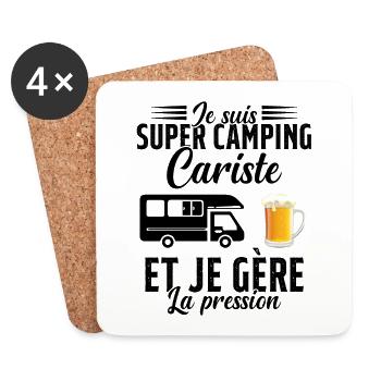 Super Camping Cariste et Je Gère la Pression - Dessous de verre (lot de 4) - blanc - Devant