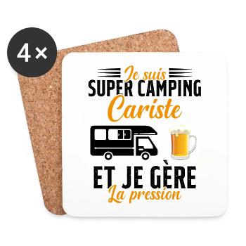 Super Camping Cariste et Je Gère la Pression - Dessous de verre (lot de 4) - blanc - Devant