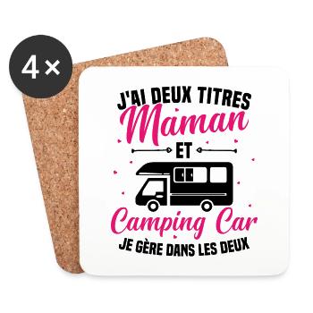 Maman et Camping Car Je Gère Dans les deux - Dessous de verre (lot de 4) - blanc - Devant