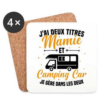 Mamie et Camping Car Je Gère Dans les deux - Dessous de verre (lot de 4) - blanc - Devant