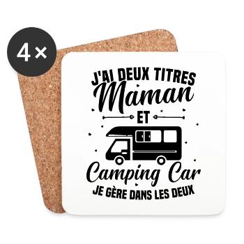 Maman et Camping Car Je Gère Dans les deux - Dessous de verre (lot de 4) - blanc - Devant