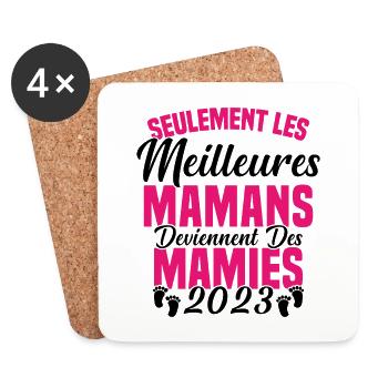Les Meilleures Mamans Deviennent des Mamie 2023 - Dessous de verre (lot de 4) - blanc - Devant