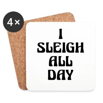 Weihnachtsgeschenk I Sleigh den ganzen Tag - Untersetzer (4er-Set) - Weiß - Vorne