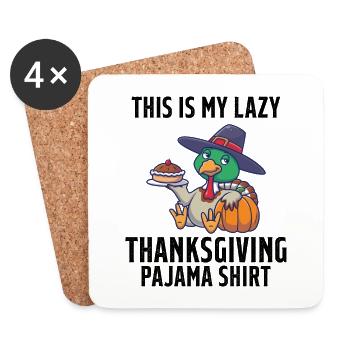 This Is My Lazy Thanksgiving Pajama Toddler Turkey - Dessous de verre (lot de 4) - blanc - Devant