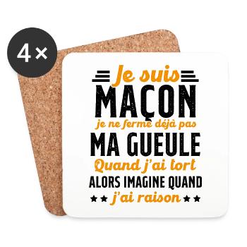Maçon humour je ne ferme pas ma gueule maçonnerie - Dessous de verre (lot de 4) - blanc - Devant