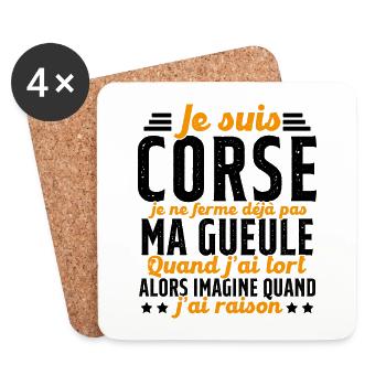 Corse je ne ferme pas ma gueule cadeau humour - Dessous de verre (lot de 4) - blanc - Devant