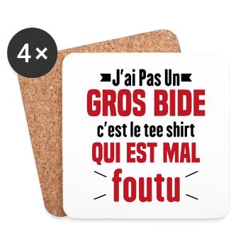 J'ai Pas Un Gros Bide Humour Cadeau - Dessous de verre (lot de 4) - blanc - Devant