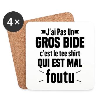 J'ai Pas Un Gros Bide Humour Cadeau - Dessous de verre (lot de 4) - blanc - Devant