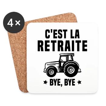 C'est la retraite Bye Bye le cadeau agriculteur - Dessous de verre (lot de 4) - blanc - Devant