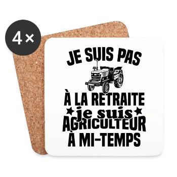 Idée cadeau pour un agriculteur retraité - Dessous de verre (lot de 4) - blanc - Devant