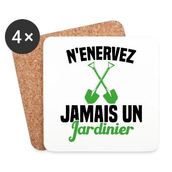 N'enervez Jamais Un Jardinier Jardin - Dessous de verre (lot de 4) - blanc - Devant