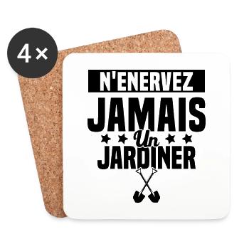 N'enervez Jamais Un Jardinier Jardin - Dessous de verre (lot de 4) - blanc - Devant