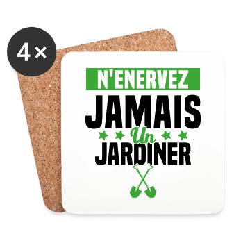 N'enervez Jamais Un Jardinier Jardin - Dessous de verre (lot de 4) - blanc - Devant