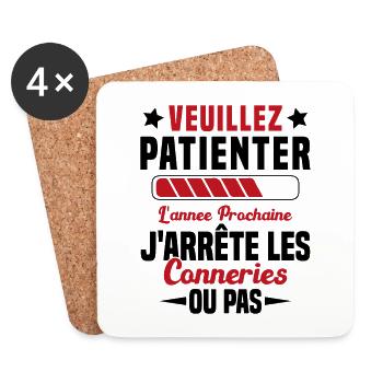 J'arrête les conneries humour - Dessous de verre (lot de 4) - blanc - Devant