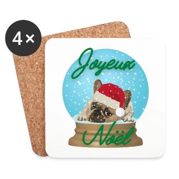 Joyeux Noël - Dessous de verre (lot de 4) - blanc - Devant