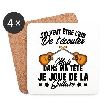 Je Joue De La Guitare Cadeau Humour Guitariste - Dessous de verre (lot de 4) - blanc - Devant